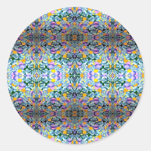 Viooltjes en lampen ronde sticker (Voorkant)