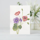 Viooltjes en papavers bedankkaart (Staand voorkant)