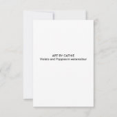 Viooltjes en papavers bedankkaart (Achterkant)