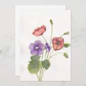 Viooltjes en papavers feestdagenkaart (Voorkant / Achterkant)