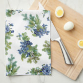 Viooltjes en sneeuwbedekte dennentakken theedoek (Quarter Fold)