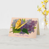  Viooltjes en Vlinder Kaart (Gele Bloem)