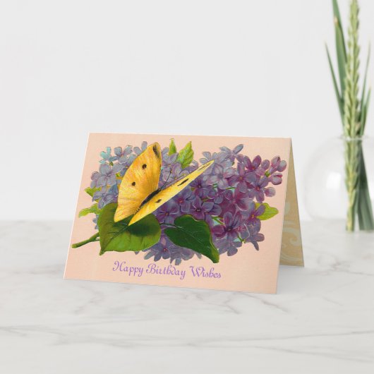  Viooltjes en Vlinder Kaart (Voorkant)