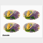 Viooltjes en Vlinder Ovale Sticker (Vel)