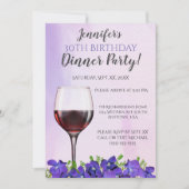 Viooltjes en wijnglas 30e verjaardag Dinner Party Kaart (Voorkant)