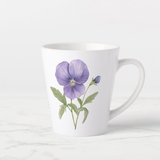 Viooltjes februari geboortebloem latte mok (Rechts)