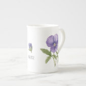 Viooltjes februari geboortebloem porselein kop (Voorkant rechts)