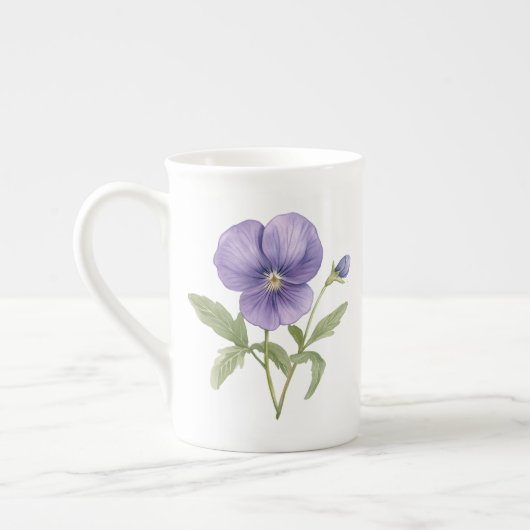 Viooltjes februari geboortebloem porselein kop (Links)