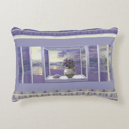 Viooltjes in een maanpot accent kussen