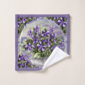 Viooltjes in een maanpot bad handdoek (Wasdoekje)