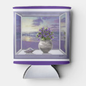 Viooltjes in een maanpot blikjeskoeler (Voorkant)