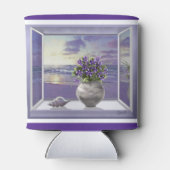 Viooltjes in een maanpot blikjeskoeler (Achterkant)