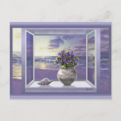 Viooltjes in een maanpot briefkaart (Voorkant)