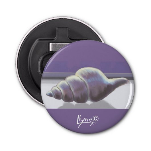 Viooltjes in een maanpot button flesopener (Voorkant)