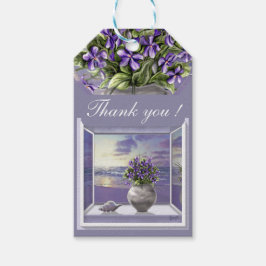 Viooltjes in een maanpot cadeaulabel