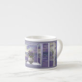 Viooltjes in een maanpot espresso kop (Voorkant rechts)