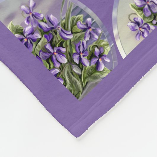 Viooltjes in een maanpot fleece deken (Hoek)