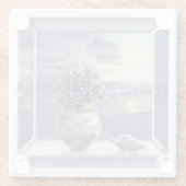 Viooltjes in een maanpot glazen onderzetter (Achterkant)