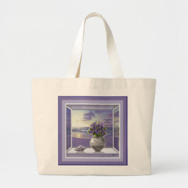 Viooltjes in een maanpot grote tote bag