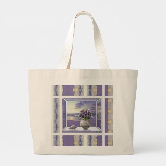 Viooltjes in een maanpot grote tote bag (Achterkant)