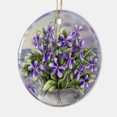 Viooltjes in een maanpot keramisch ornament (Links)