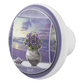 Viooltjes in een maanpot keramische knop (Rechts)