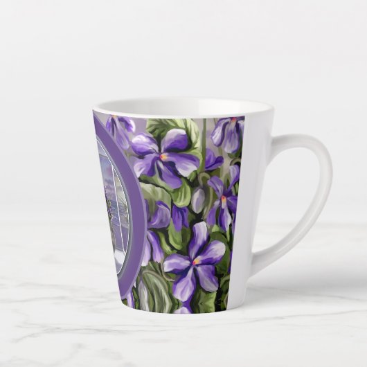 Viooltjes in een maanpot latte mok (Rechts)