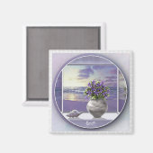 Viooltjes in een maanpot magneet (Voorkant / Achterkant)