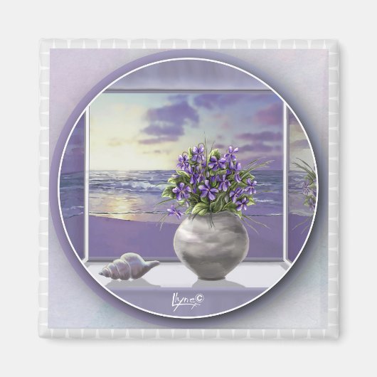 Viooltjes in een maanpot magneet (Voorkant)