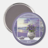 Viooltjes in een maanpot magneet (Voorkant / Achterkant)