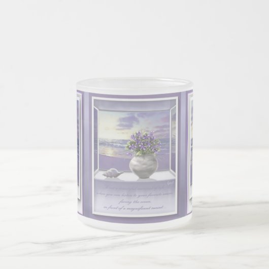 Viooltjes in een maanpot matglas koffiemok (Center)