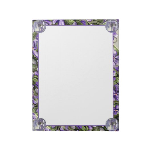 Viooltjes in een maanpot notitieblok (Linkerzijde)