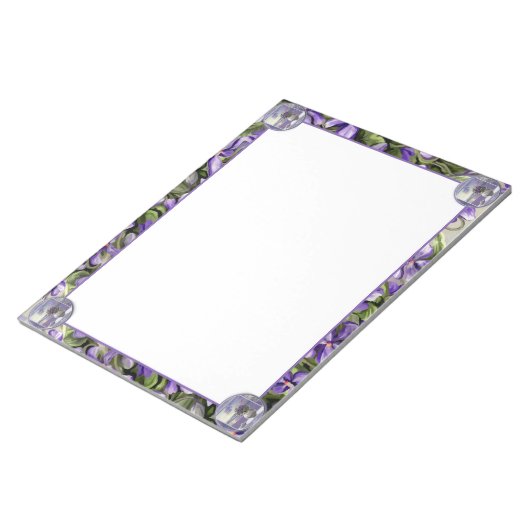 Viooltjes in een maanpot notitieblok (Schuin)