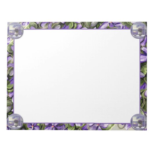 Viooltjes in een maanpot notitieblok (Voorkant)