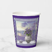 Viooltjes in een maanpot papieren bekers (Achterkant)