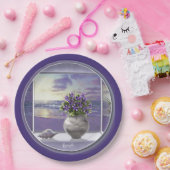 Viooltjes in een maanpot papieren bordje (Feest)