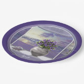 Viooltjes in een maanpot papieren bordje (Gekanteld)