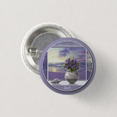 Viooltjes in een maanpot ronde button 3,2 cm (Voorkant /achterkant)