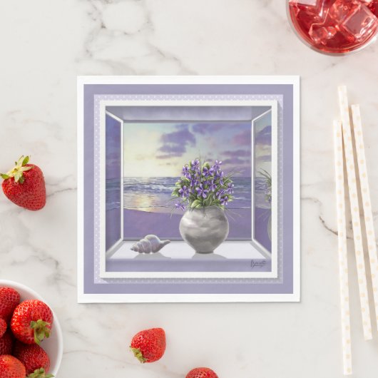 Viooltjes in een maanpot servet (Insitu)