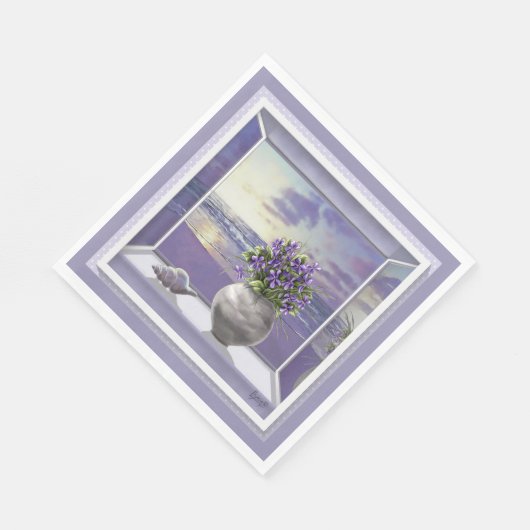 Viooltjes in een maanpot servet (Hoek)