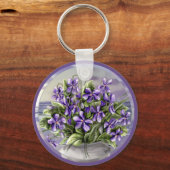 Viooltjes in een maanpot sleutelhanger (Voorkant)
