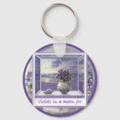 Viooltjes in een maanpot sleutelhanger (Achterkant)