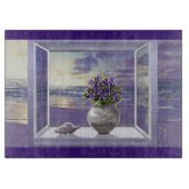 Viooltjes in een maanpot snijplank (Voorkant)