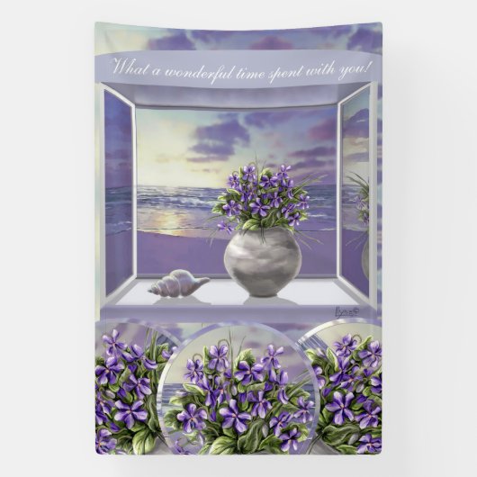 viooltjes in een maanpot spandoek (Verticaal)