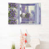 viooltjes in een maanpot spandoek (Insitu)