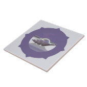 Viooltjes in een maanpot tegeltje (Zijkant)