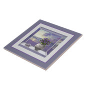 Viooltjes in een maanpot tegeltje (Zijkant)