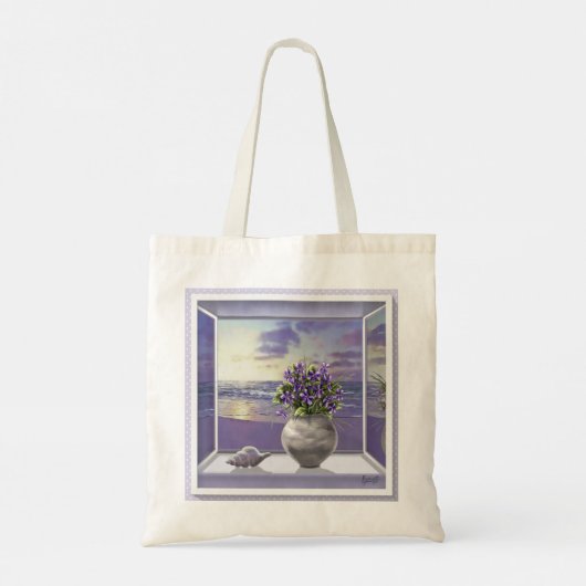 Viooltjes in een maanpot tote bag (Achterkant)