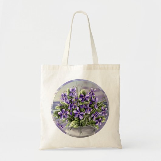 Viooltjes in een maanpot tote bag (Voorkant)
