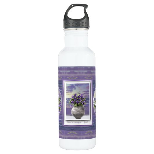 Viooltjes in een maanpot waterfles (Voorkant)